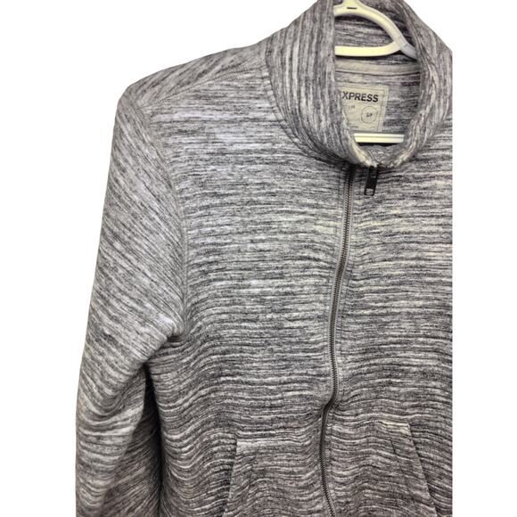 Express Men's Gray Ribbed Mockneck Full Zip Jacket - Small - Picture 3 of 6